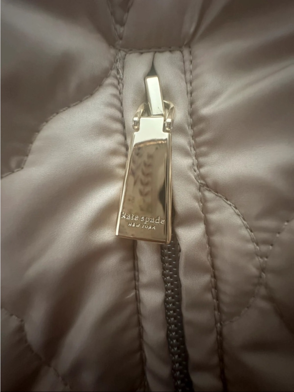 kate spade Quilted Satin Vest in Taupe with Gold Hardware - Picture 4 of 7